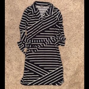 Navy and white striped dress